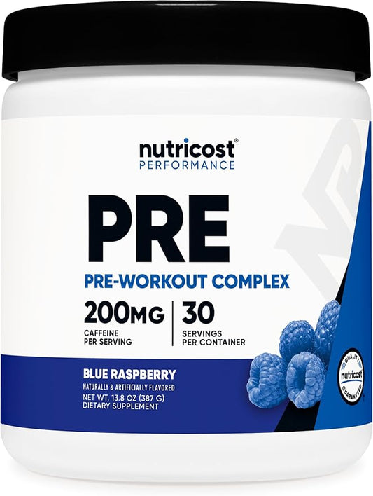 Nutricost Pre-Workout Complex Powder (30 Servings, Blue Raspberry) - Pre-Workout Supplement with Beta-Alanine, Taurine & Amino Acids