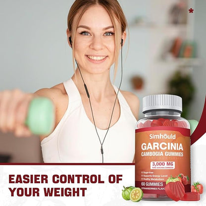 1 Pack Sugar Free Garcinia Cambogia Gummies - 3000mg 95% HCA with L-Carnitine, Energy Boost, Strawberry Flavor Gummy Easier to Take Than Pills & Capsules 60 Counts