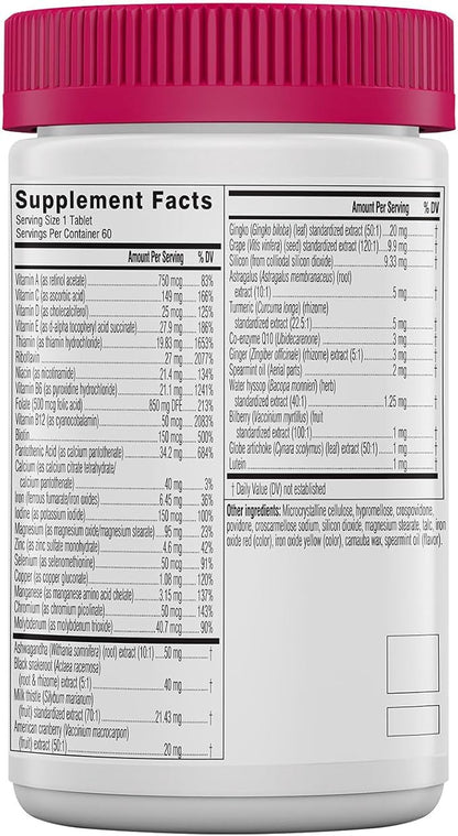 Swisse Daily Multivitamin for Women 50 and Over | 41 Vitamins, Antioxidants and Minerals + Adaptogens | Energy, Stress & Immune Support | Womens 50+ Multivitamins Supplement | 60 Tablets