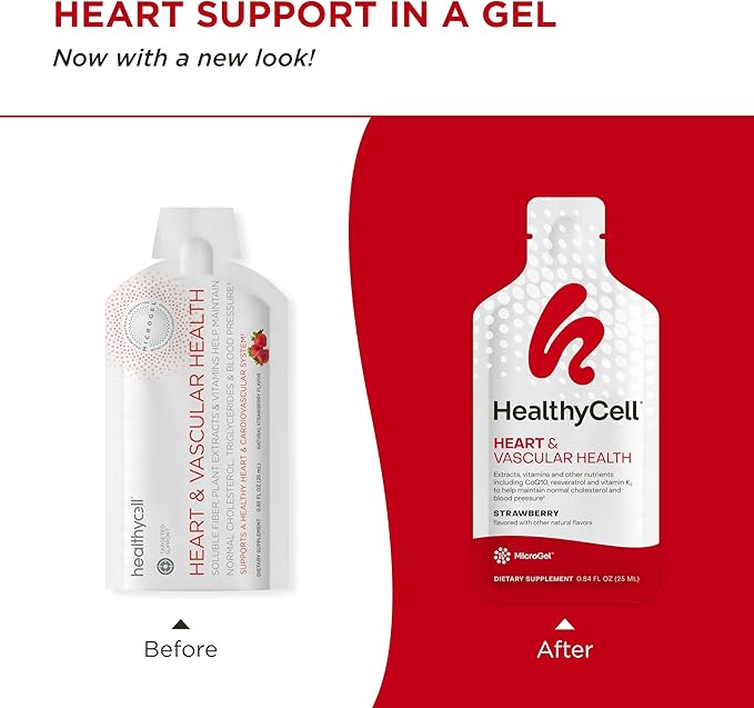 Healthycell Heart & Vascular Health - Heart Health Supplement with Resveratrol, Beet Powder, CoQ10, Omega-3 - Support Healthy Blood Pressure and Cholesterol Levels - Maximum Absorption - 30 Gel Packs