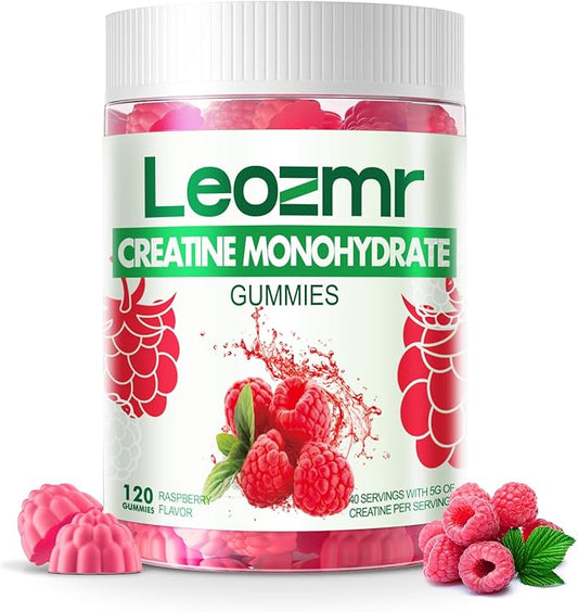 Creatine Monohydrate Gummies for Men & Women-5g of Creatine Monohydrate per Serving - Sugar Free,Vegan, Raspberry Flavor, 120 Count