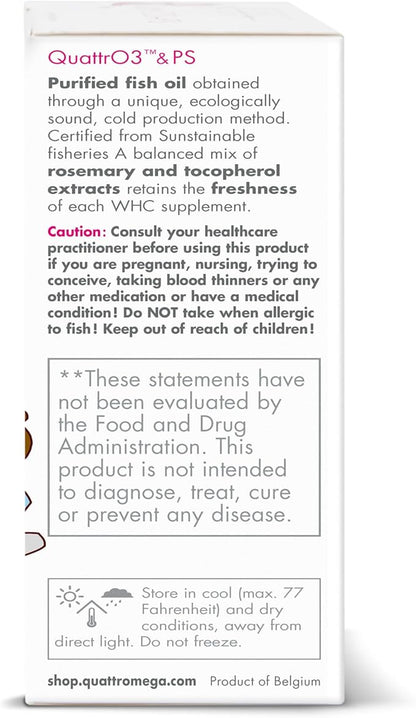 WHC, QuattrO3 & PS, Fish Oil Complex for Children (60 Softgels) - Omega-3 Triglycerides, Vitamin D3, GLA, Phosphatidylserine, Tutti-Frutti Strawberry