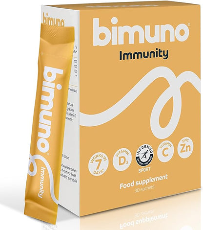 BIMUNO Immunity Food Supplement | Prebiotic Multivitamin for Women, Men & Kids | Immune System Support with Vitamin D3, C & Zinc | Vegetarian, Gluten Free, Halal, Kosher | (1 Pack (30 Sticks)