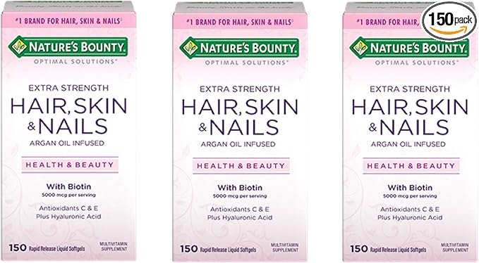 Nature's Bounty Extra Strength Hair Skin Nails, 150Count, Pack of 3