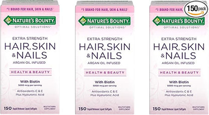 Nature's Bounty Extra Strength Hair Skin Nails, 150Count, Pack of 3