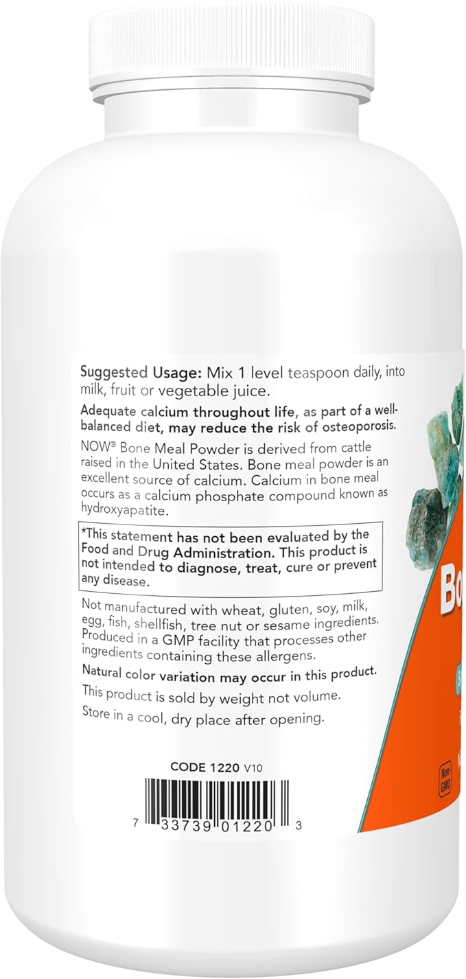 NOW Supplements, Bone Meal Powder with Calcium Carbonate and Magnesium Oxide, Natural Calcium Source, 1-Pound