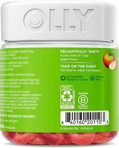 OLLY Metabolism Gummy Rings, Apple Cider Vinegar, Vitamin B12, Chromium, Energy and Digestive Health, Chewable Supplement, Apple Flavor - 30 Count