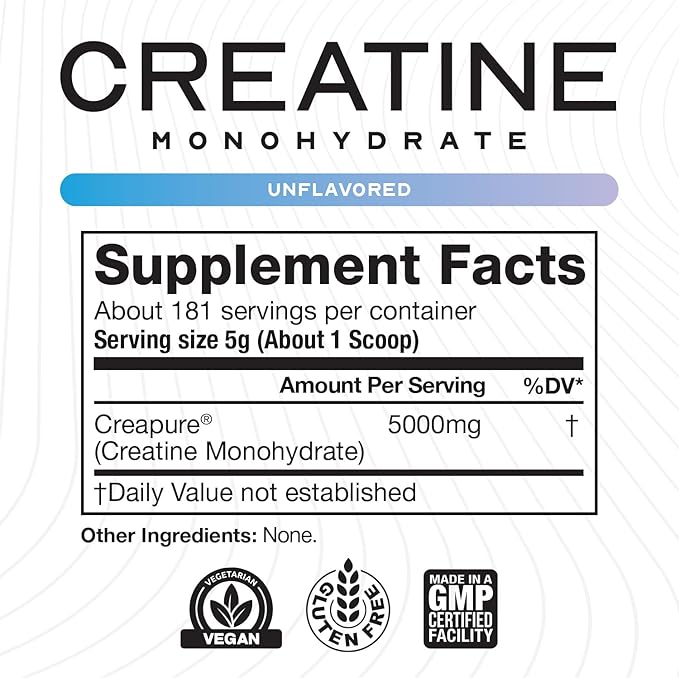 Muscle Feast Creapure Creatine Monohydrate Powder | Premium Pre-Workout or Post-Workout | Easy to Mix, Gluten-Free, Safe and Pure, (2lb, Unflavored)