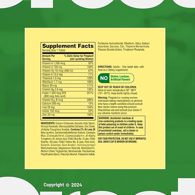 Prenatal Multivitamin/Multimineral 100 Tablets with Bundle Exclusive Vitamins & Minerals - A to Z -Better Ligth&Spring Guide + Weekly Pill Organizer (3 Items)