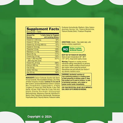 Prenatal Multivitamin/Multimineral 100 Tablets with Bundle Exclusive Vitamins & Minerals - A to Z -Better Ligth&Spring Guide + Weekly Pill Organizer (3 Items)