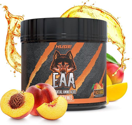 Huge EAA Supplement, Highest Dosed Essential Amino Acid Powder, 12.8g EAAs & 8g BCAAs Per Serving, Muscle Growth, Recovery & Performance (Peach Mango)