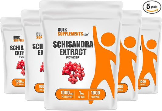 BulkSupplements.com Schisandra Extract Powder - Schisandra Supplement, from Schisandra Berries - Herbal Extract, Gluten Free - 1000mg per Serving, 5kg (11 lbs) (Pack of 5)