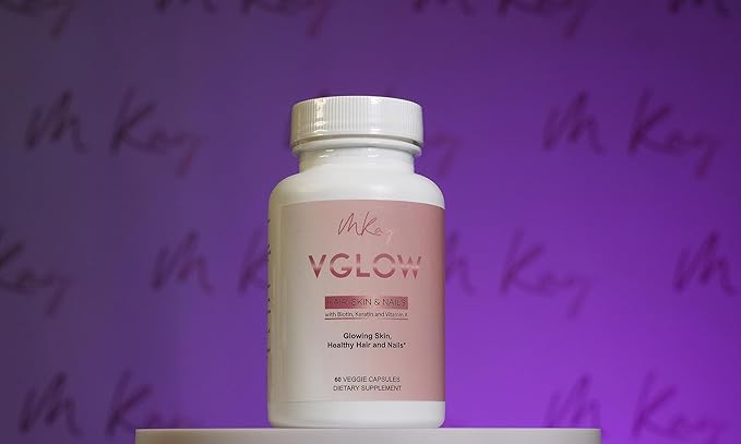 Marwa Kadi VGlow Hair Skin & Nails Vitamin for Supporting Healthy Hair and Nails Multivitamin & Vegan Dietary Supplement, Gluten Free, 60 Tablets