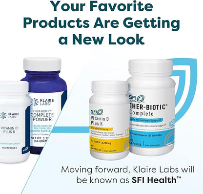 Klaire Labs SFI Health Ther-Biotic Synbiotic 50 Billion CFU Daily Probiotics for Women & Men - Pre and Probiotic with Low-FODMAP Certified Prebiotic, 7 Probiotics for Sensitive Stomachs (30 Capsules)