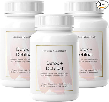 Nourished Natural Detox + Debloat - Milk Thistle & Dandelion Root Vegan Supplement for Women - Bloating Relief & Digestion Support - 3 Bottles