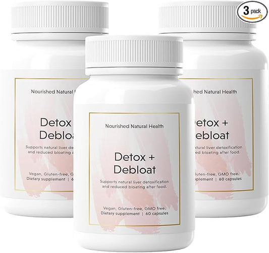 Nourished Natural Detox + Debloat - Milk Thistle & Dandelion Root Vegan Supplement for Women - Bloating Relief & Digestion Support - 3 Bottles