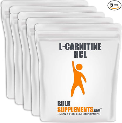 BulkSupplements.com L-Carnitine HCl Powder - Carnitine Supplement, Carnitine Powder, L-Carnitine 500mg - Unflavored & Gluten Free, 500mg per Serving, 5kg (11 lbs) (Pack of 5)