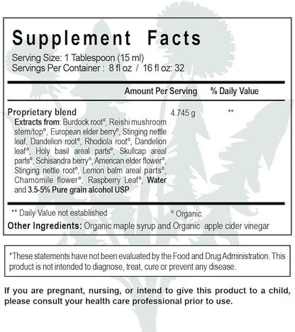 Cleanse + Fortify Organic Liver Detox and Kidney Cleanse with Adaptogens 16 fl oz (32 Servings) USDA Certified Organic