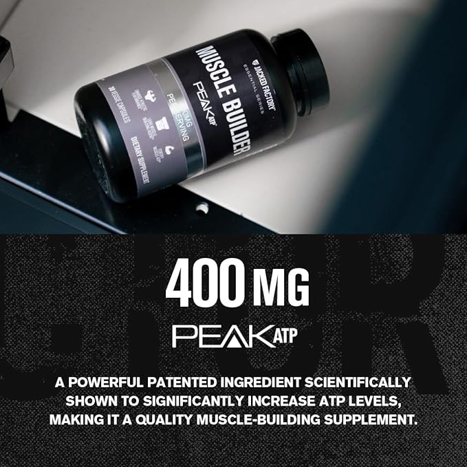 Jacked Factory Essentials Muscle Builder - Daily Muscle Builder for Men with Peak ATP to Support Lean Muscle Gain, Enhance Athletic Performance, & Fortify ATP Levels for Muscle Growth - 30 Capsules
