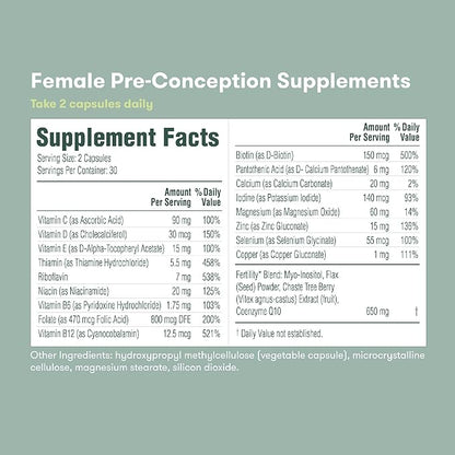 Frida Fertility Pre-Conception Supplement Set | Female & Male Daily Vitamins & Minerals, Folic Acid, Inositol, CoQ10, Maintain & Support Egg Function & Sperm Health | 60 Capsules Each, 30 Day Supply