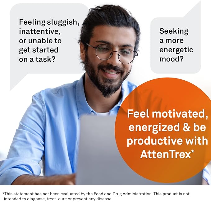 NeuroScience Brain Energy & Focus Supplement for Adults, Teens & Children - AttenTrex - Support Brain Health & Optimal Attention - Tackle Assignments & To-Do Lists - Berry Flavor (60 Chewable Tablets)