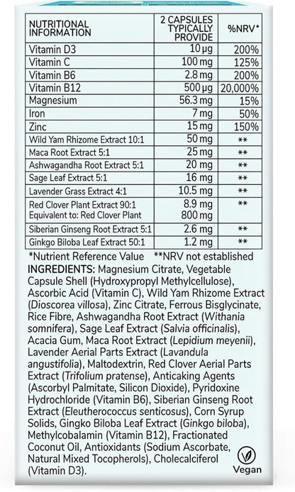 Health & Her Perimenopause Multi-Nutrient Support, Support for Wellbeing During Pre-Menopause (Early Stage of Menopause) Perimenopause Supplements for Women, Perimenopause Vitamins, Vegan (60 ct.)