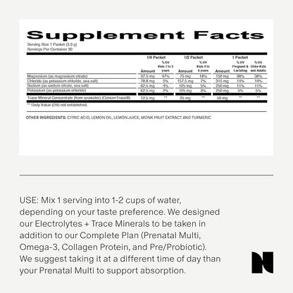 Needed Hydration Support With Electrolytes for Pregnancy & During Lactation & Trace Minerals – 30 Packets Lightly Sweetened with Real Fruit, Lemon