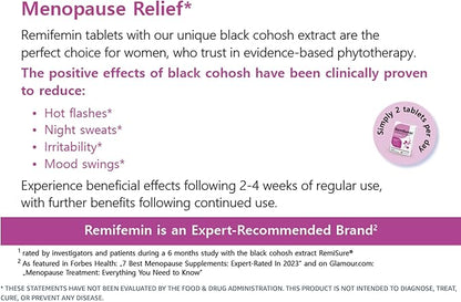Menopause Symptoms Relief - Clinically Proven Ingredients - Menopause Supplements - Black Cohosh - Estrogen-Free - Made in Germany - 60 Tablets
