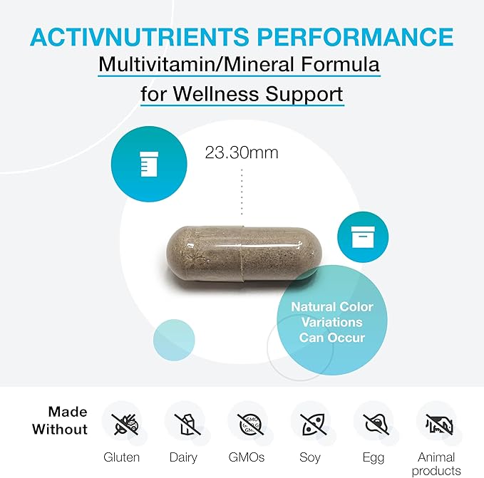 XYMOGEN ActivNutrients Performance - Multivitamin/Multimineral for Energy Support with Shilajit, ALA, NAC, Bacopa Extract, Chelated Minerals + B Vitamins with Folate (120 Capsules)