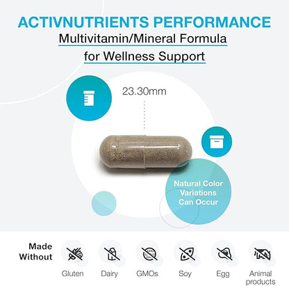 XYMOGEN ActivNutrients Performance - Multivitamin/Multimineral for Energy Support with Shilajit, ALA, NAC, Bacopa Extract, Chelated Minerals + B Vitamins with Folate (120 Capsules)