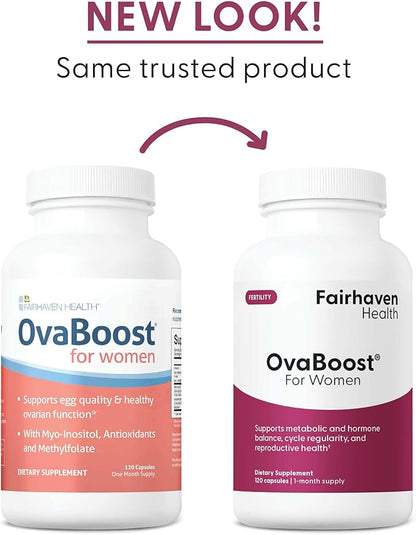 Fairhaven Health Ovaboost Fertility Supplements for Women | Conception for her Vitamins | Womens Ovulation & Egg Quality | Myo-Inositol, Folate & CoQ10 | Natural Fertility Support | 120 Capsules