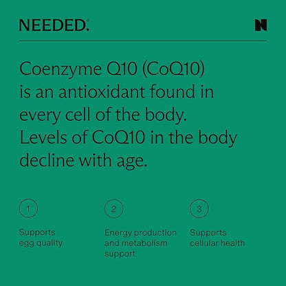 Needed. CoQ10 200mg Supplement - Ubiquinol 200mg for Women and Men – Enhanced Cellular Energy & Antioxidant Support, Coenzyme Q10 Preconception Health Supplement, Non-GMO, Softgels – 30 Count