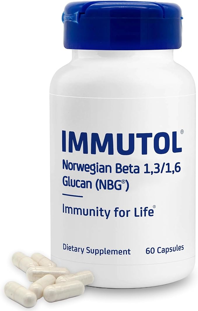 Immutol Immune Support Supplement with 750mg of Beta Glucan 1,3 1,6 - Natural Ingredients, High Potency to Boost Immunity and Overall Wellness, 60 Capsules (60)