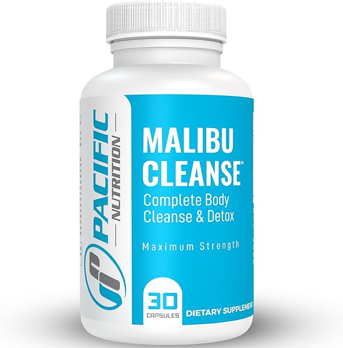 Full Body Detox - Malibu Cleanse Complete Body & Intestinal Cleanse with Senna Leaf, Cascara Sagrada Bark & Aloe Vera - Natural Detox for Men’s & Women’s Health, 30 Capsules