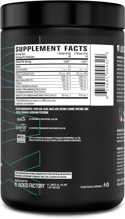 Jacked Factory Pumpsurge Max Stim Free Pre Workout - High-Performance Caffeine Free Pre Workout with L-Citrulline, N03-T Arginine Nitrate & Glutathione - 40 Servings, Cherry Limeade