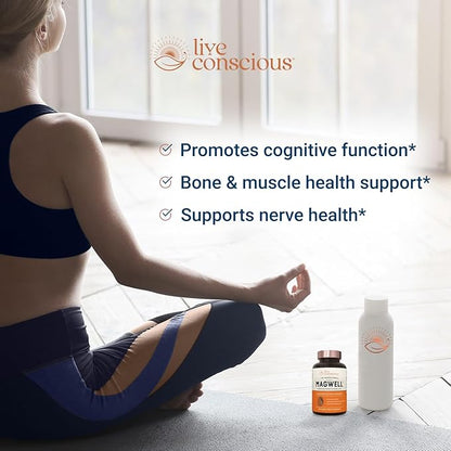 Live Conscious Magnesium Zinc & Vitamin D3 - Bioavailable Forms of Magnesium - Malate, Glycinate, Citrate - MagWell Bone & Heart Health, Immune System Support - 120 Capsules (2-Pack)