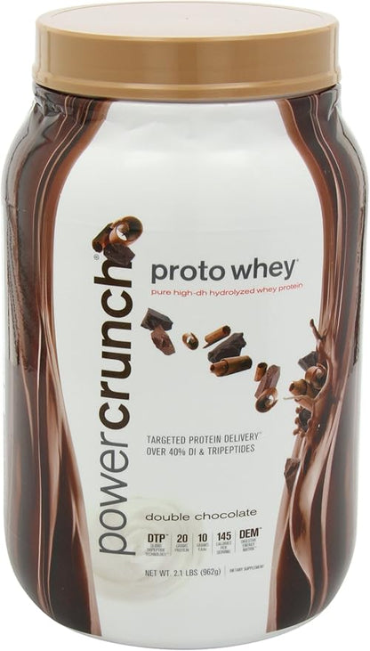 Power Crunch Whey Protein Powder, With Amino Acids, Protein Shakes with Delicious Taste, Double Chocolate, 2.1 LB