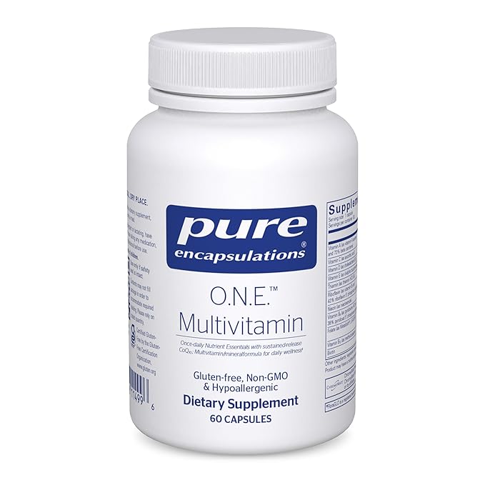 Pure Encapsulations O.N.E. Multivitamin - Once Daily Multivitamin with Antioxidant Complex Metafolin, CoQ10, and Lutein to Support Vision, Cognitive Function, and Cellular Health* - 60 Capsules