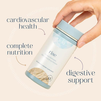 Cielo Rise Multivitamin for Women and Men - Vitamin A, C, D3, E K2, & More - Magnesium Glycinate, Citrate, and Malate for Digestive Support - Complete Daily Nutrition (45 Day Supply)