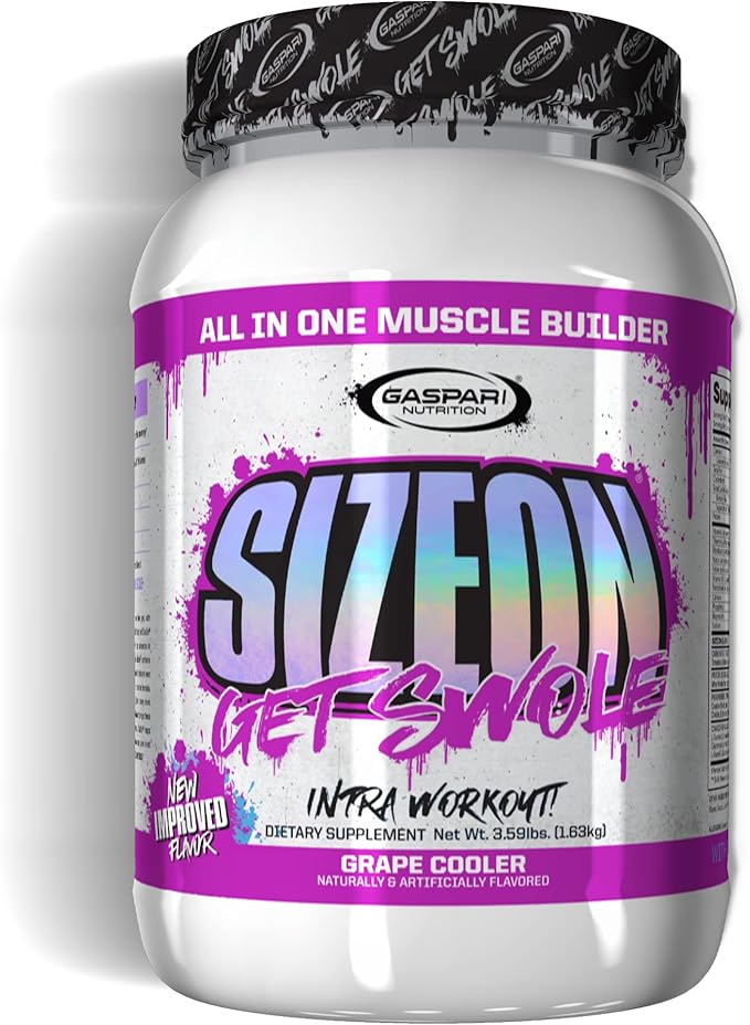 Gaspari Nutrition SizeOn, The Ultimate Hybrid Intra-Workout Amino Acid & Creatine Formula, Increased Muscle Volume & Muscle Recovery (3.59 Pound, Grape Cooler)