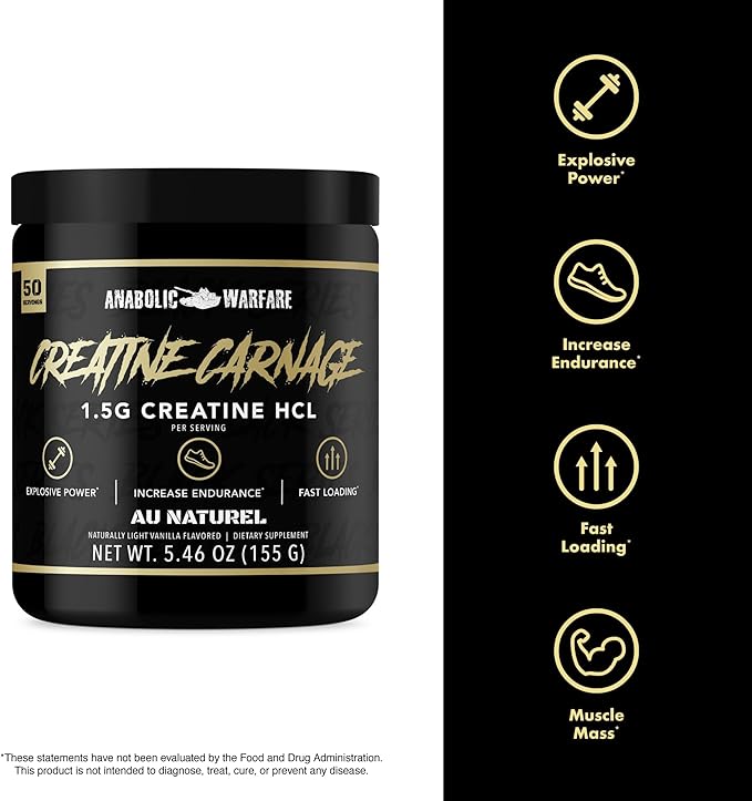 Creatine Carnage, Creatine HCL, Supports Optimal Strength, Endurance, Muscle Mass, and Fast Loading*