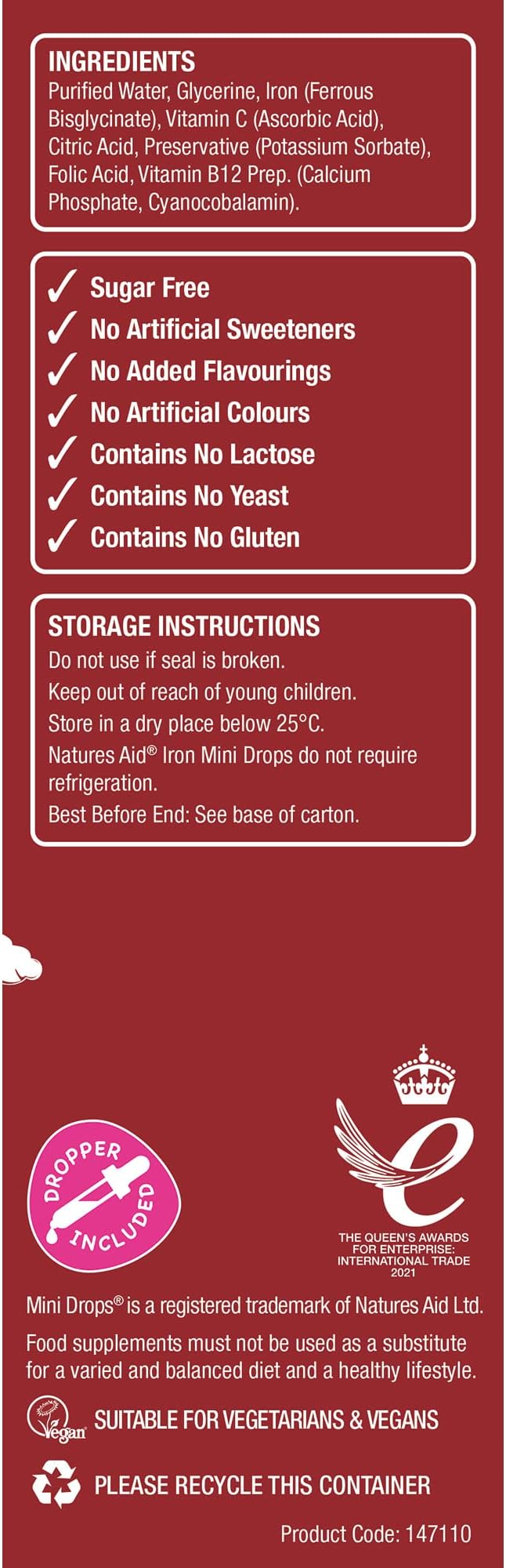 Iron Mini Drops for Infants and Children, Cognitive Development, Sugar Free, 50 ml