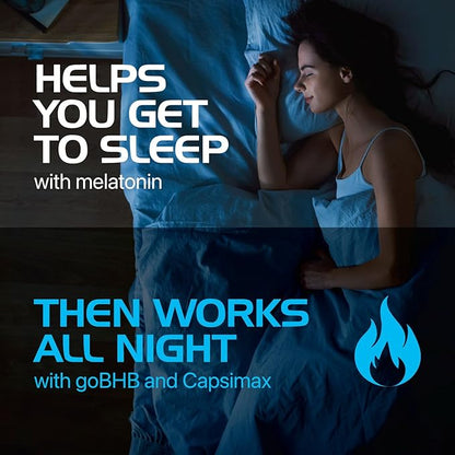 Night Burn Keto BHB Exogenous Ketones Supplement - BHB Science Keto Diet Pills with Patented goBHB Capsimax and Melatonin for Body Sculpting & Ketosis Support - Vegetarian & Non-GMO (1 Month)