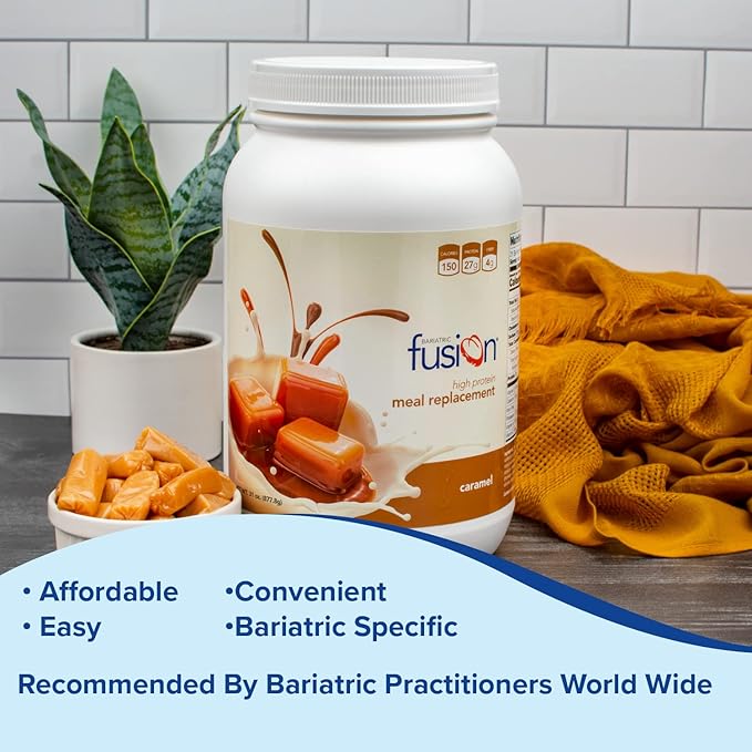 Bariatric Fusion Caramel Meal Replacement 27g Protein Powder, 21 Serving Tub for Bariatric Surgery Patients Including Gastric Bypass and Sleeve Gastrectomy - No Gluten, Aspartame or Sugar