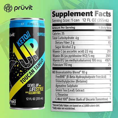 The Toucan Tango Keto//Up® Drink – Ready-to-Drink Ketones for Focus for Men and Women - 12 Pack