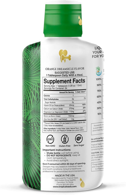 Tropical Oasis Liquid Calcium Magnesium | Promotes Strong Bones & Healthy Teeth | 98% Max Absorption | 32 Fl Oz, 64 Serv