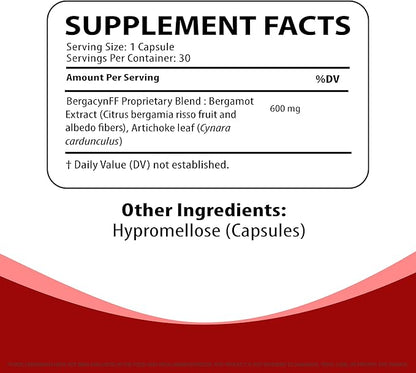 LiverEzy Liver Support & Fat Metabolism Supplement with Bergacyn FF (Bergamot and Artichoke Proprietary Blend) – Non-GMO, Vegan, GMP-Compliant – 30 Capsules, 30-Day Supply