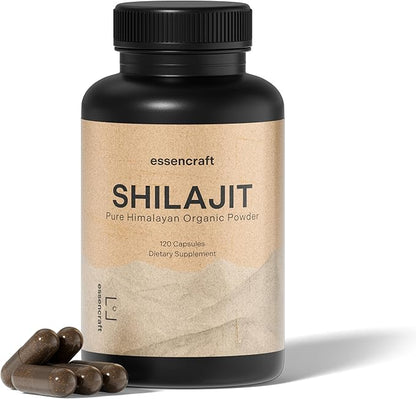 Pure Himalayan Organic Shilajit Resin Extract - 1000mg Max Potency, 85+ Trace Minerals, Humic & Fulvic Acid, Shilajit for Men & Women, Immune Support, Energy & Cognition, 2 Month Supply, 120 Capsules