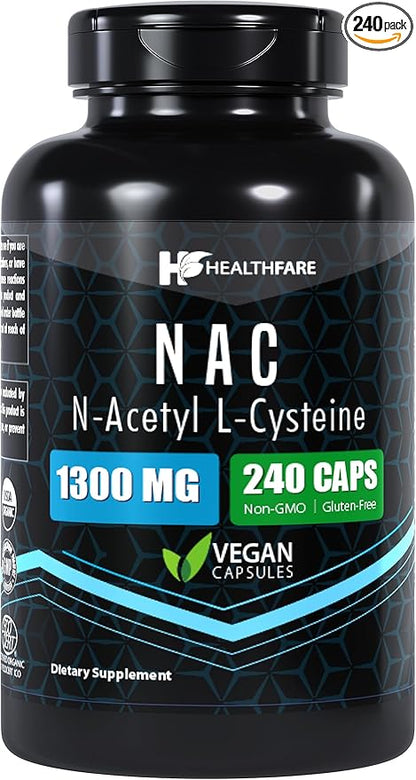 N-Acetyl L-Cysteine (NAC) | 1300mg | 240 Capsules | Traditional Herb Supplement for Prostate and Urinary Health