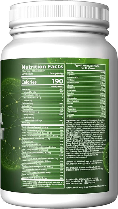 MRM Nutrition Veggie Meal Replacement Protein | Vanilla Bean Flavored | 22g complete plant based protein | Meal on-the-go | Mediate hunger | Balanced macronutrient formula | 28 servings